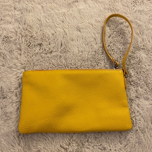 beck. bag Mustard Yellow Leather Wristlet. Good Condition. NYJL Charity Ball VIP - Picture 2 of 5
